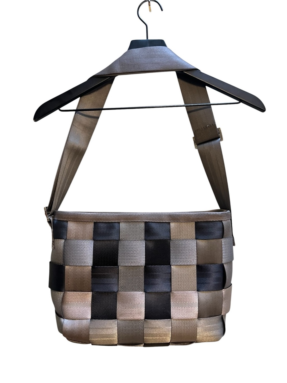 Harveys Seatbelt Bag Black Gray Patchwork Convertible
Tote Bag Purse Crossbody
